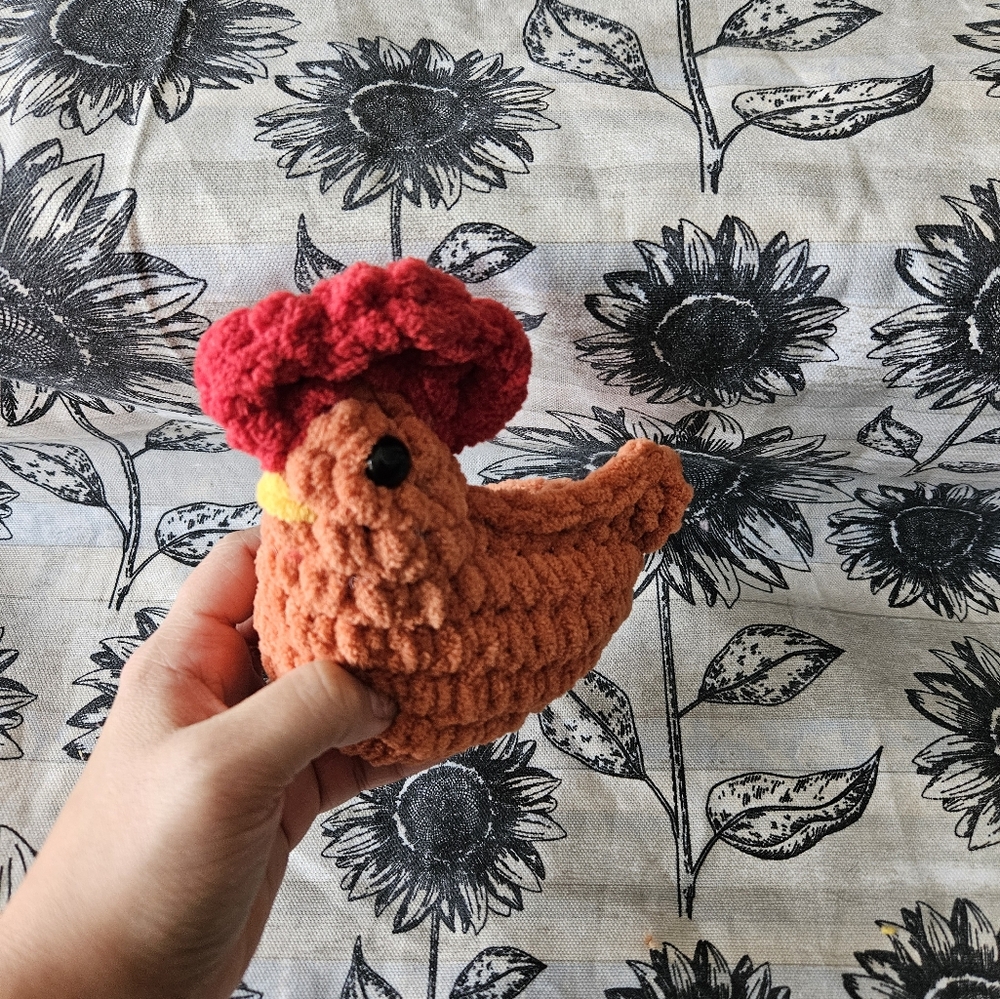 Crochet Orange Rooster Chicken Amigurumi Plushie